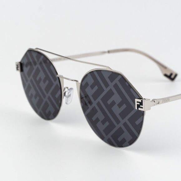 Fendi Women Sunglasses Palladium Blue Silver Mirror Logo Round FE40060U 16X NEW - Picture 3 of 10